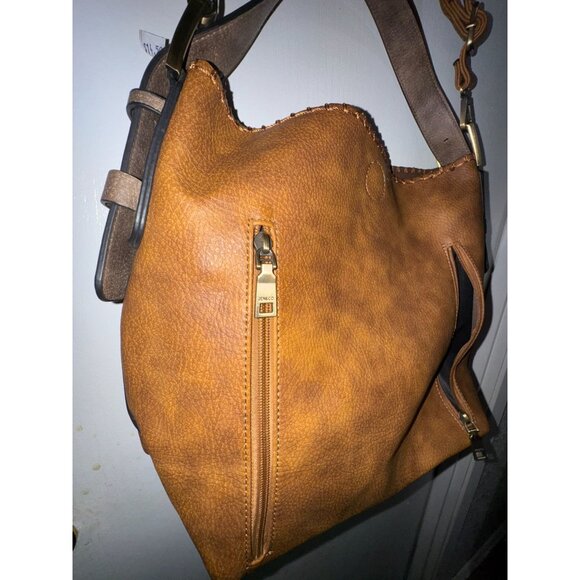 Jen & Co. Brown Faux Leather Shoulder Bag With Zipper Accents - Picture 8 of 11